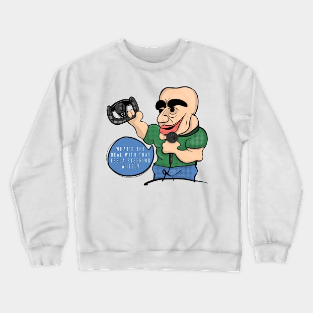 Joe Rogan "What's The Deal" Illustration (Red) Crewneck Sweatshirt by Ina